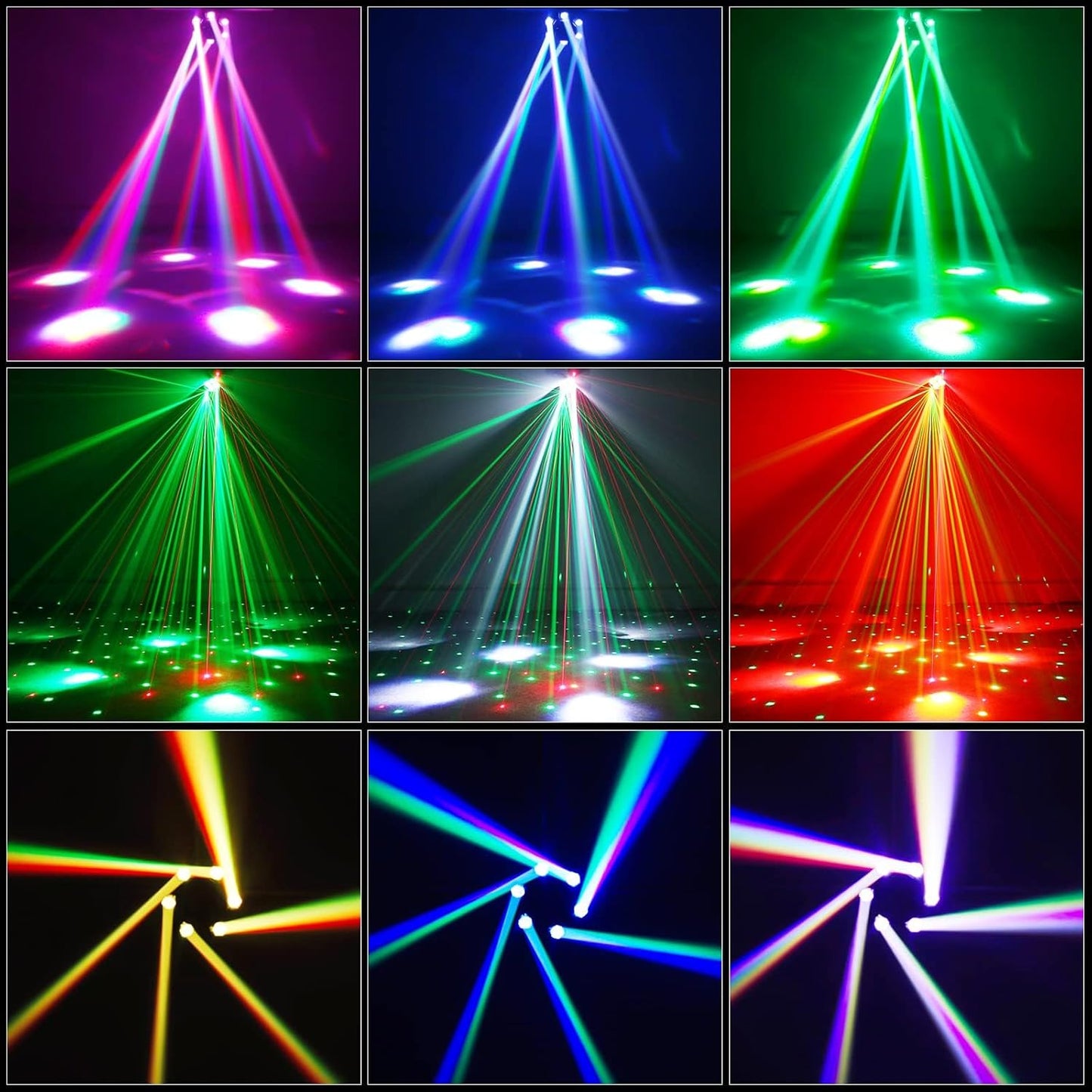 150W RGBW Moving Head DJ Lights with 6 Arms, DMX & Sound Activation for Parties & Events