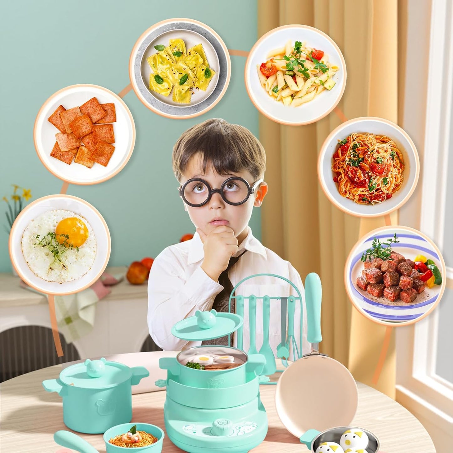 🎁[Best Gift For Kid]🍳Children's Real Cooking Mini Kitchen Toys - 41 PCS Set