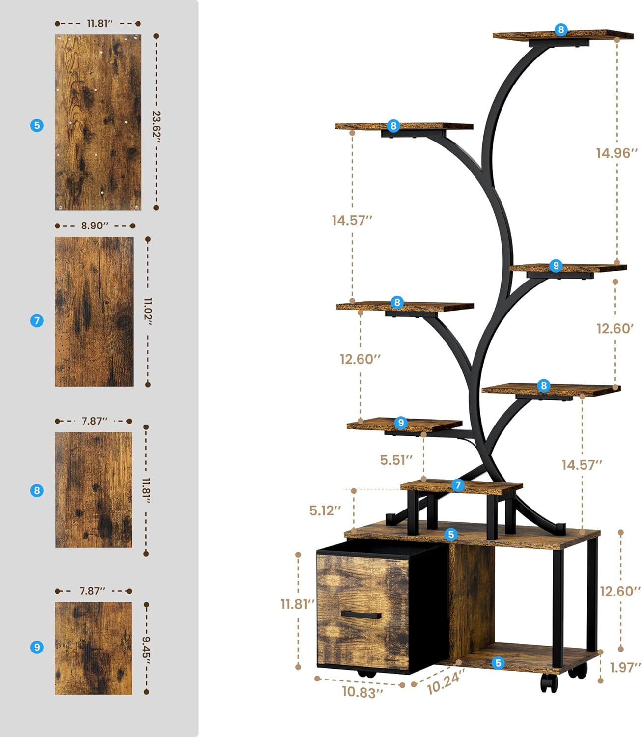 Plant Stand Indoor with Grow Light