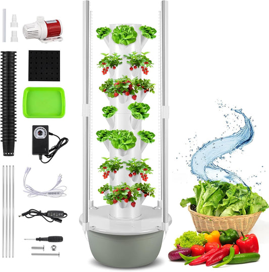 Hydroponics Growing System Tower with Foldable Grow Light