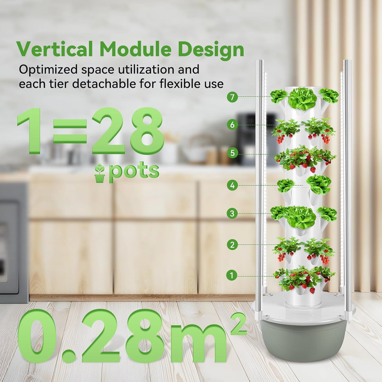 Hydroponics Growing System Tower with Foldable Grow Light