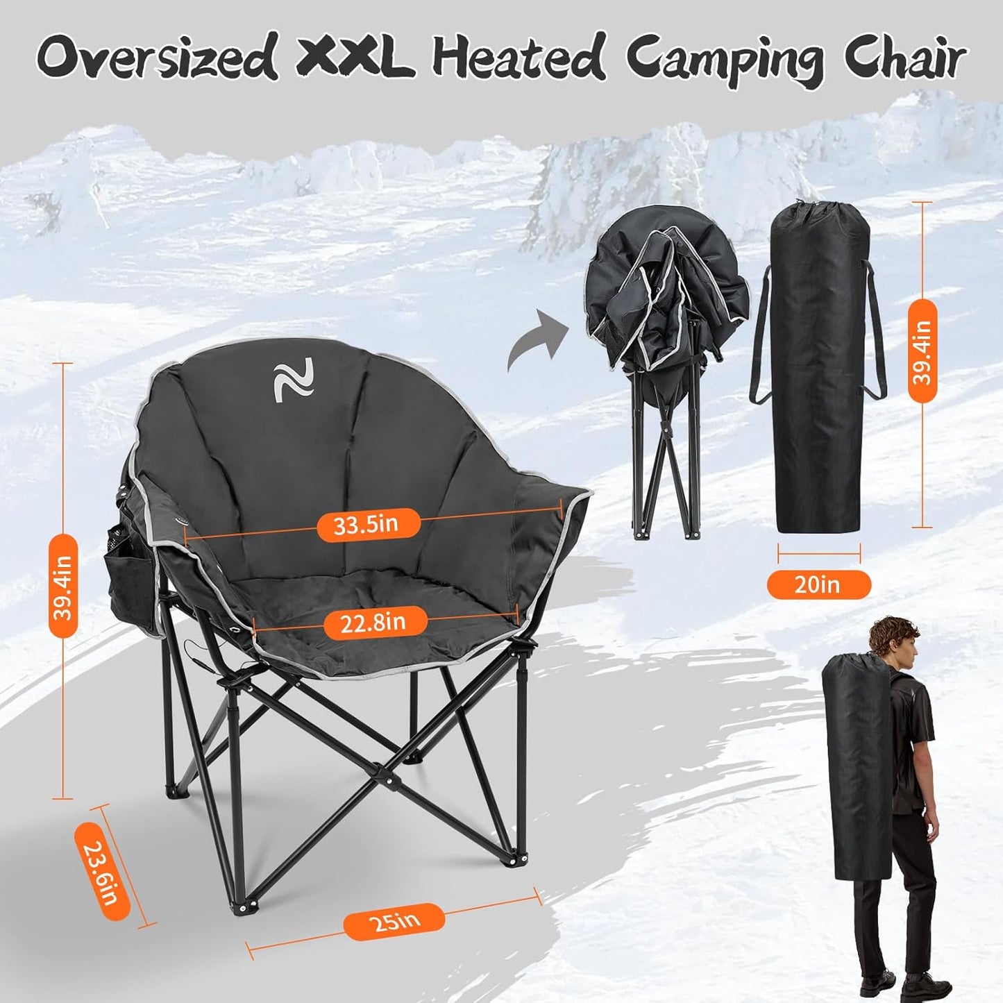 Portable Foldable Heated Camping Chair