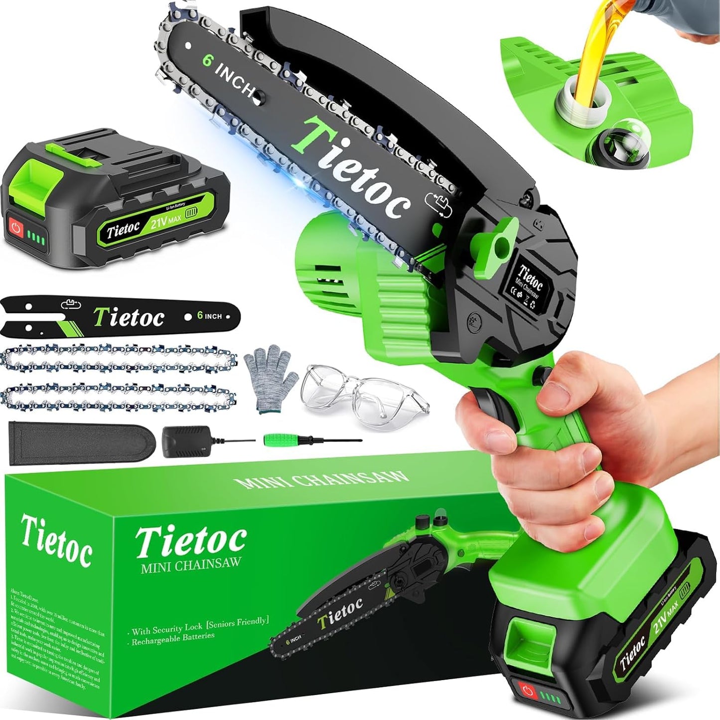 6 Inch Mini Electric Chainsaw Cordless Battery Powered