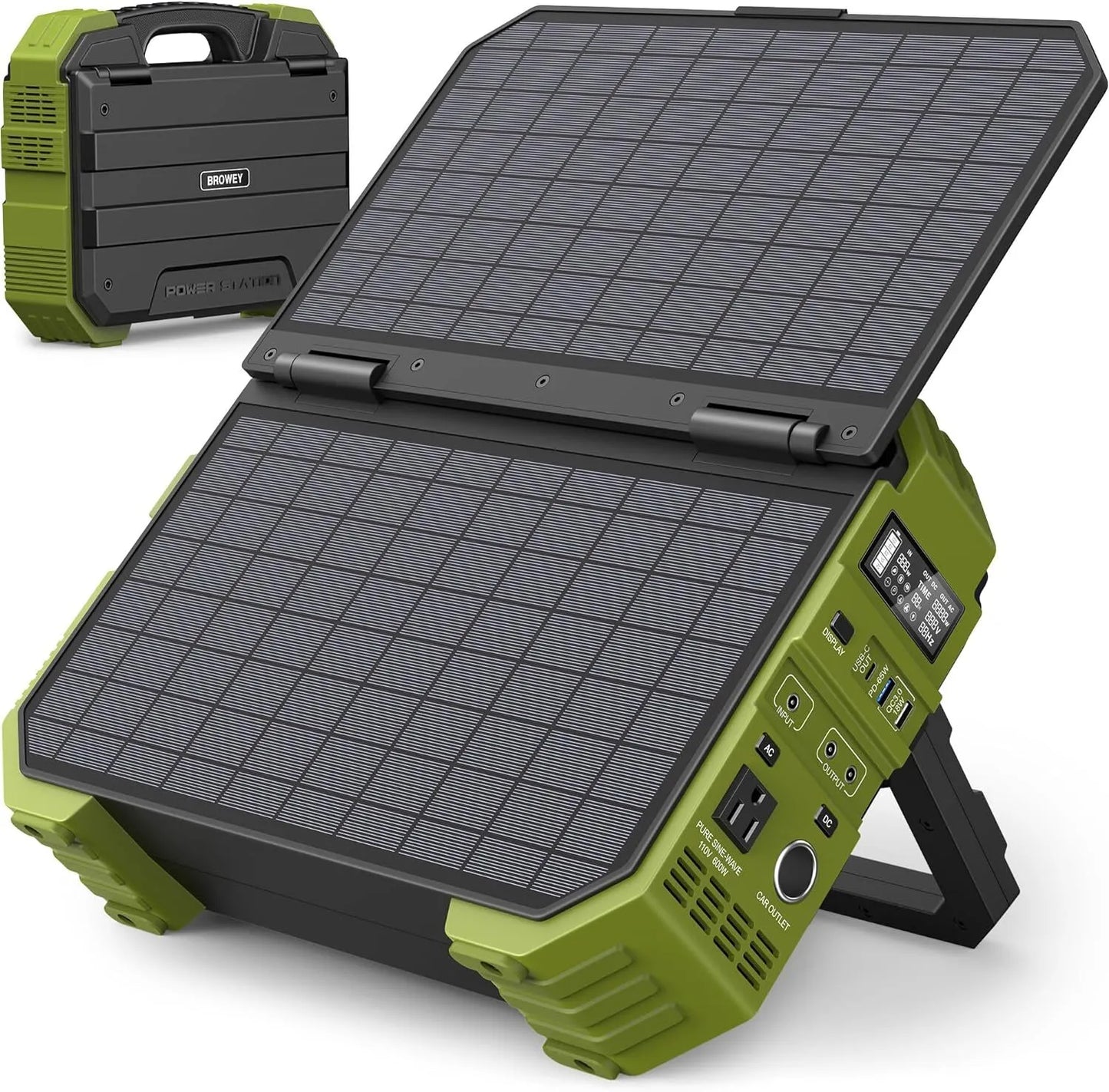 Portable Power Station with Built-in Solar Panel