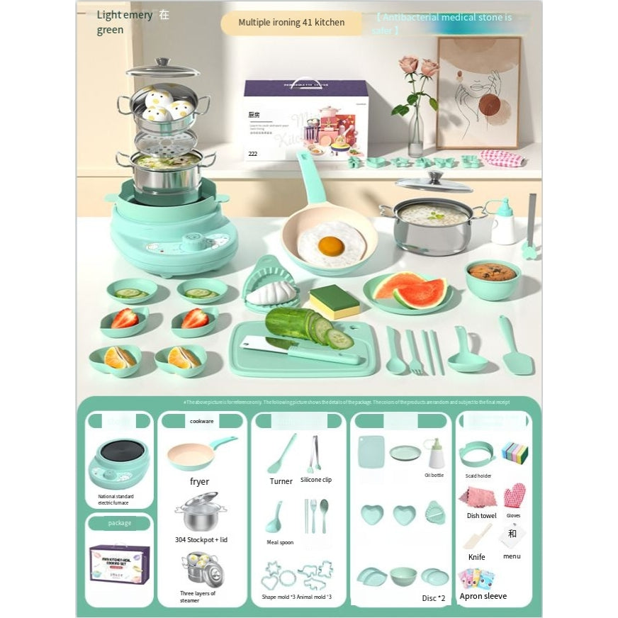 🎁[Best Gift For Kid]🍳Children's Real Cooking Mini Kitchen Toys - 41 PCS Set