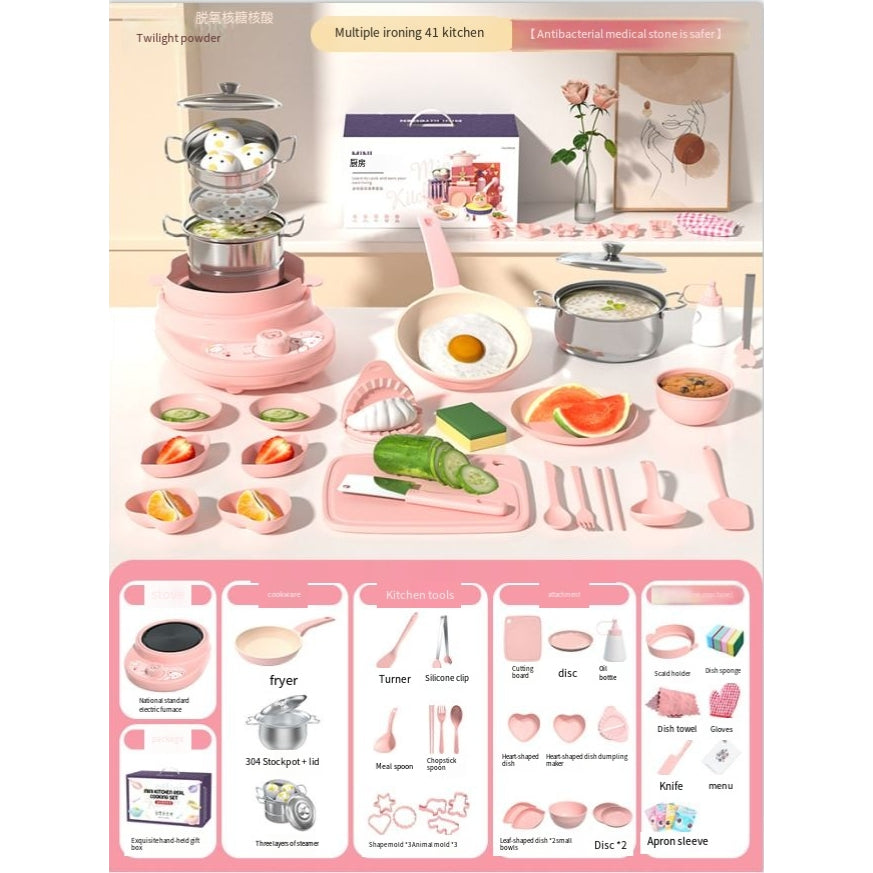 🎁[Best Gift For Kid]🍳Children's Real Cooking Mini Kitchen Toys - 41 PCS Set